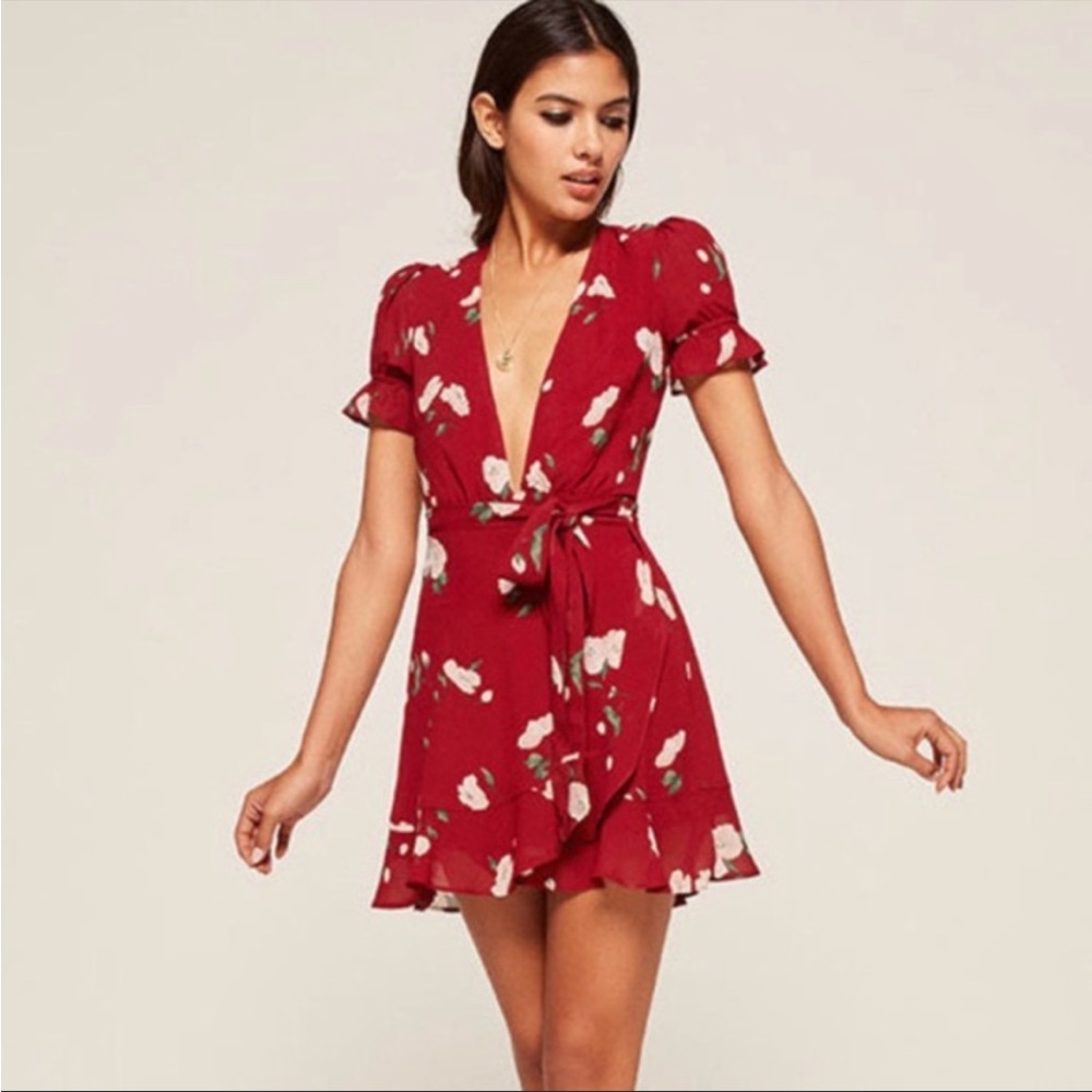 Reformation red wrap dress